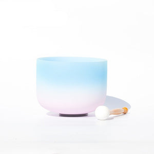 8-12 Inch Blue+Pink Candy Color Frosted Quartz Singing Bowl + FREE Carrying Case, Mallet and O-ring