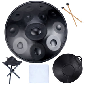 22 Inch, 9/10/12 Tone Hand Pan Steel Tongue Drum + FREE Drum Bag and Drum Stand