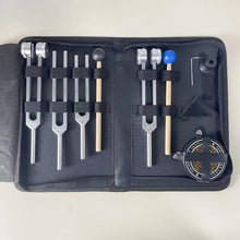 Load image into Gallery viewer, Aluminum Alloy Tuning Fork Set (128Hz / 256Hz / 384Hz / 136.1Hz / 528Hz) with Bag, Activator &amp; Accessories