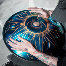 Load image into Gallery viewer, 22 Inch, 9 tone A Hand Drawn Stars Sun God Artist Steel Tongue Drum