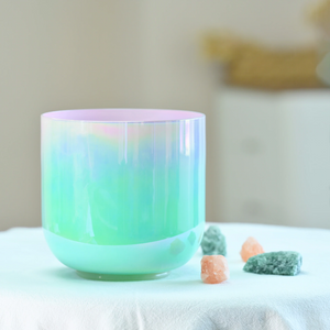 1pc 6 Inch Dream Color Alchemy Clear Quartz Chakra Crystal Singing Bowl + FREE 2 Mallets and O-ring