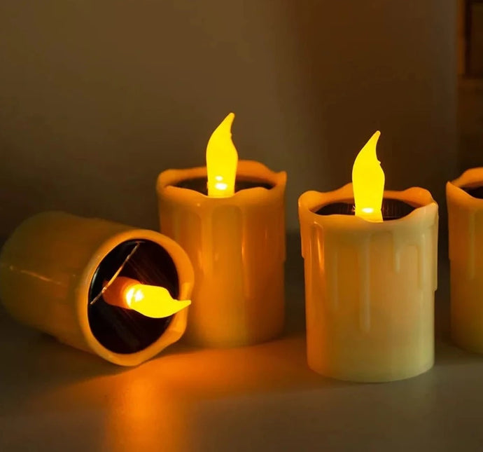 6pcs Flameless Solar Tea Light Flickering Candles