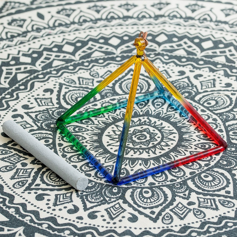 7-10 Inch Rainbow Colors Quartz Crystal Singing Pyramid