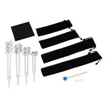 Load image into Gallery viewer, Otto Tuning Fork 4-Piece Set (32Hz, 48Hz, 64Hz, 128Hz) with FREE Hammer + Pouch