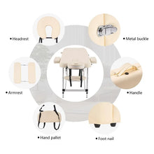 Load image into Gallery viewer, 84 inch Portable Massage Table – Adjustable 3-Fold Spa Bed