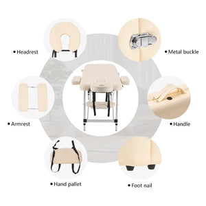 84 inch Portable Massage Table – Adjustable 3-Fold Spa Bed