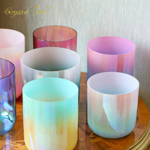 Load image into Gallery viewer, 7 Dazzling Gradient Alchemy Crystal Singing Bowl Set + 2 FREE Carrying Cases