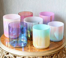 Load image into Gallery viewer, 7 Dazzling Gradient Alchemy Crystal Singing Bowl Set + 2 FREE Carrying Cases