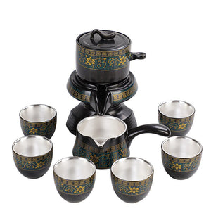 999 Silver-Plated Chinese Tea Set, High-grade Porcelain