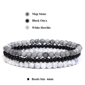 3pcs/set 4mm Natural Stone Beads Bracelets