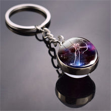 Load image into Gallery viewer, Glow In The Dark 12 Zodiac Sign Glass Ball Keychain