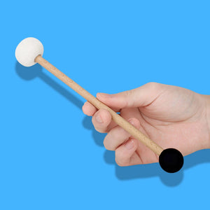 2pcs Double-Ended Mallets – Rubber & Felt Drum Sticks with Wooden Handle