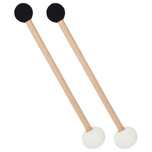 2pcs Double-Ended Mallets – Rubber & Felt Drum Sticks with Wooden Handle
