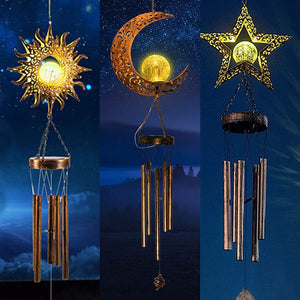 Sun, Moon, Star Solar Outdoor Wind Chime
