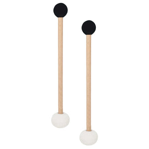 2pcs Double-Ended Mallets – Rubber & Felt Drum Sticks with Wooden Handle