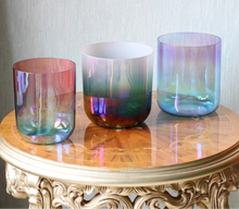 Load image into Gallery viewer, 7 Dazzling Gradient Alchemy Crystal Singing Bowl Set + 2 FREE Carrying Cases