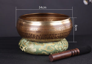 Decorated and Hammered Tibetan Singing Bowl + FREE Mallet and O-ring
