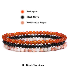 3pcs/set 4mm Natural Stone Beads Bracelets