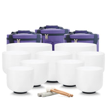 Load image into Gallery viewer, Solfeggio Crystal Singing Bowl Set + FREE Bags, Mallets and O-rings