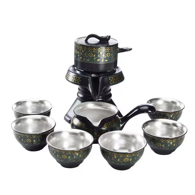 999 Silver-Plated Chinese Tea Set, High-grade Porcelain