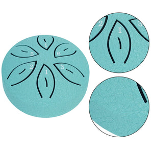 Leaf Design 3inch, 6-tone Mini Steel Tongue Drum + FREE Mallet and Storage Bag