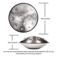 Load image into Gallery viewer, 22 Inch, 440Hz, 9/10/12 notes, D minor Steel Tongue Drum + FREE Carrying Bag