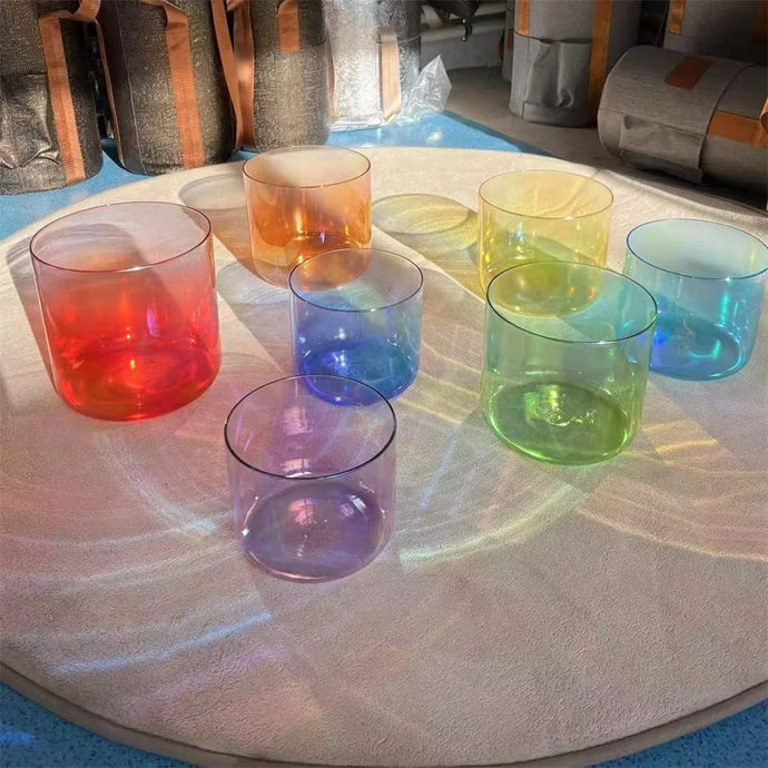 432 Hz 7pcs Chakra Crystal Clear Singing Bowl Set + FREE Carrying Case