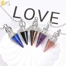 Load image into Gallery viewer, Natural Crystal Round Cone Pendant Pendulum