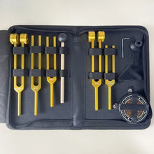 Load image into Gallery viewer, Aluminum Alloy Tuning Fork Set (128Hz / 256Hz / 384Hz / 136.1Hz / 528Hz) with Bag, Activator &amp; Accessories