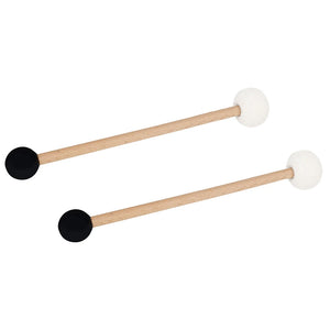 2pcs Double-Ended Mallets – Rubber & Felt Drum Sticks with Wooden Handle