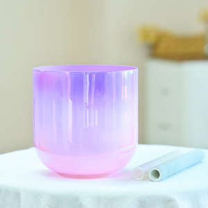 1pc 6 Inch Dream Color Alchemy Clear Quartz Chakra Crystal Singing Bowl + FREE 2 Mallets and O-ring