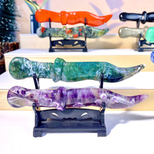 Load image into Gallery viewer, Random 2PCS Natural Crystal Carved Dagger Knife Healing Gemstone Set with Stand