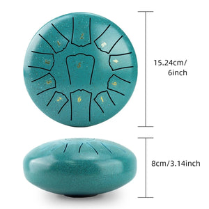6 Inch, 11 Notes Mini Steel Tongue Drum + FREE Mallet and Carrying Bag