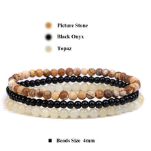 Load image into Gallery viewer, 3pcs/set 4mm Natural Stone Beads Bracelets