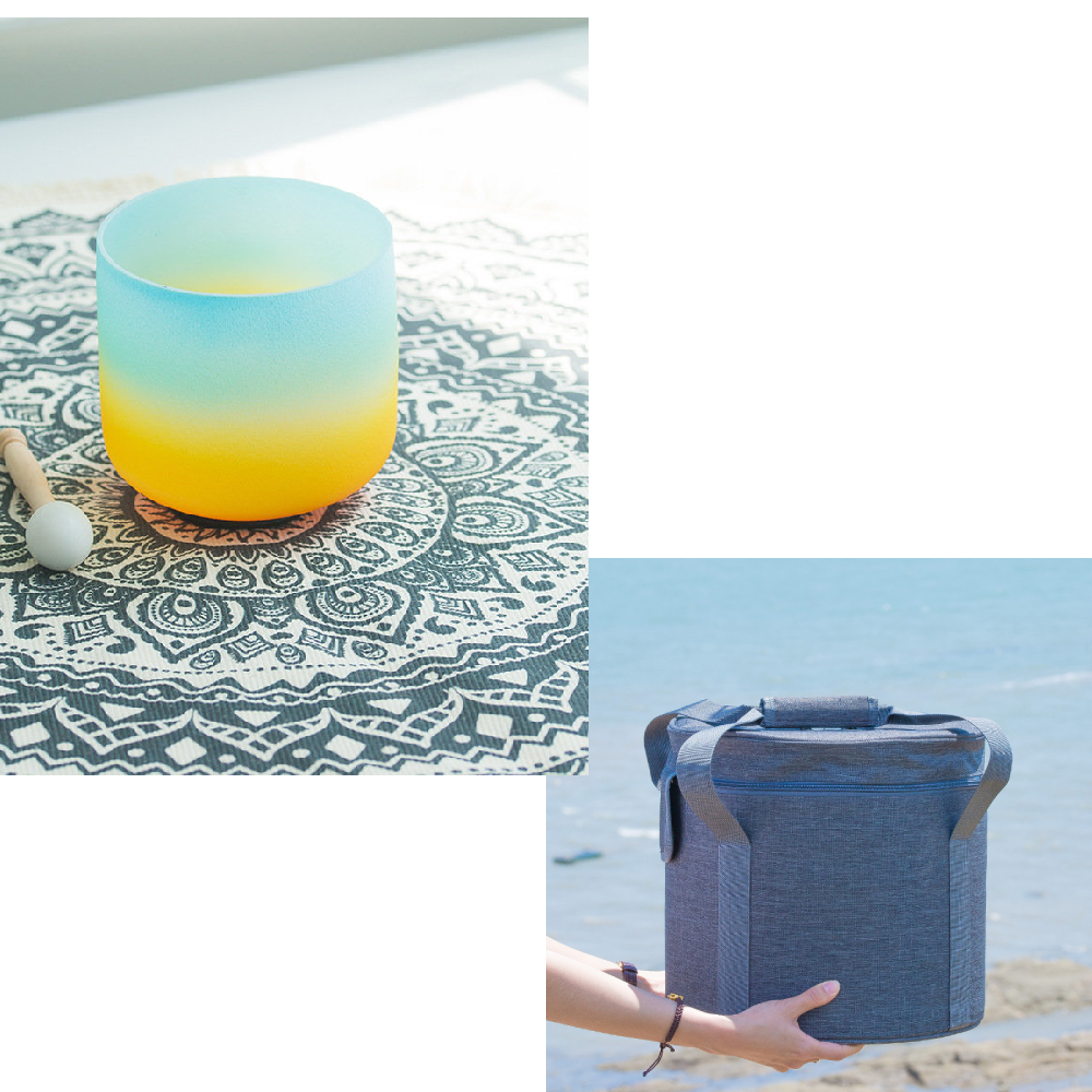 7 Inch Fresh Green Yellow Quartz Crystal Singing Bowl + FREE Mallet, O-ring & Carrying Bag