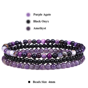3pcs/set 4mm Natural Stone Beads Bracelets