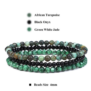 3pcs/set 4mm Natural Stone Beads Bracelets