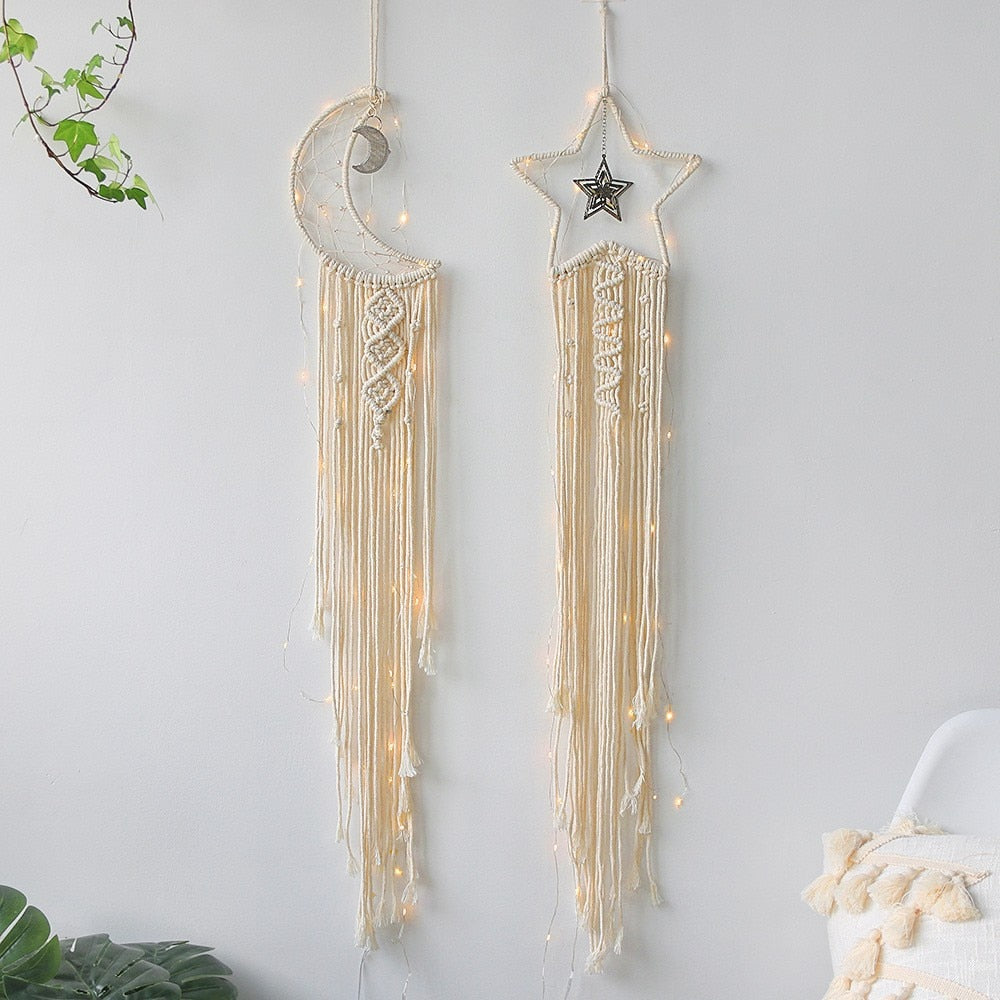 Macrame Woven Moon Star Dream Catchers