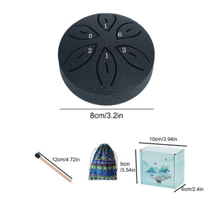 Leaf Design 3inch, 6-tone Mini Steel Tongue Drum + FREE Mallet and Storage Bag