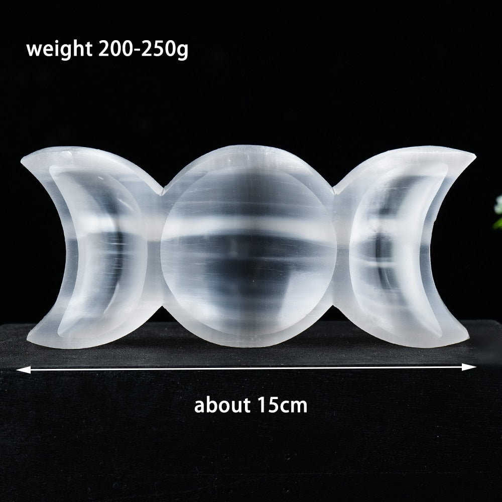 White Selenite Moon And Sun Shape Bowl