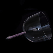 Load image into Gallery viewer, 6 Inch F Note Clear Handle Crystal Singing Bowl with Pink Crystal Stone Inside