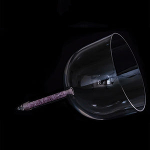 6 Inch F Note Clear Handle Crystal Singing Bowl with Pink Crystal Stone Inside
