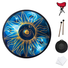 Load image into Gallery viewer, 22 Inch, 9 tone A Hand Drawn Stars Sun God Artist Steel Tongue Drum