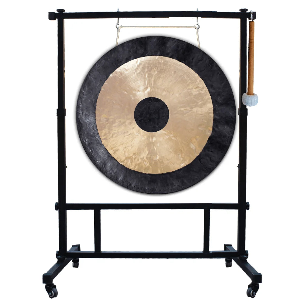 Bronze Chau Gong & Square Steel Stand with Wheels + FREE Mallet