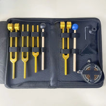 Load image into Gallery viewer, Aluminum Alloy Tuning Fork Set (128Hz / 256Hz / 384Hz / 136.1Hz / 528Hz) with Bag, Activator &amp; Accessories