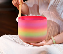 Load image into Gallery viewer, 8 Inch Candy Rainbow Colored Quartz Crystal Singing Bowl + FREE Mallet and O-ring