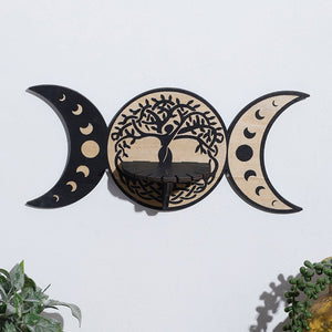 Wooden Moon Phase Crystal Shelf (small)