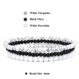 3pcs/set 4mm Natural Stone Beads Bracelets
