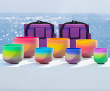 Load image into Gallery viewer, Wholesale - 7 Rainbow Ombre Colored Quartz Crystal Singing Bowl (3 pack)