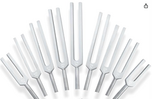 Load image into Gallery viewer, 9pcs Unweighted Solfeggio Tuning Fork Set + FREE Pouch and Mallet